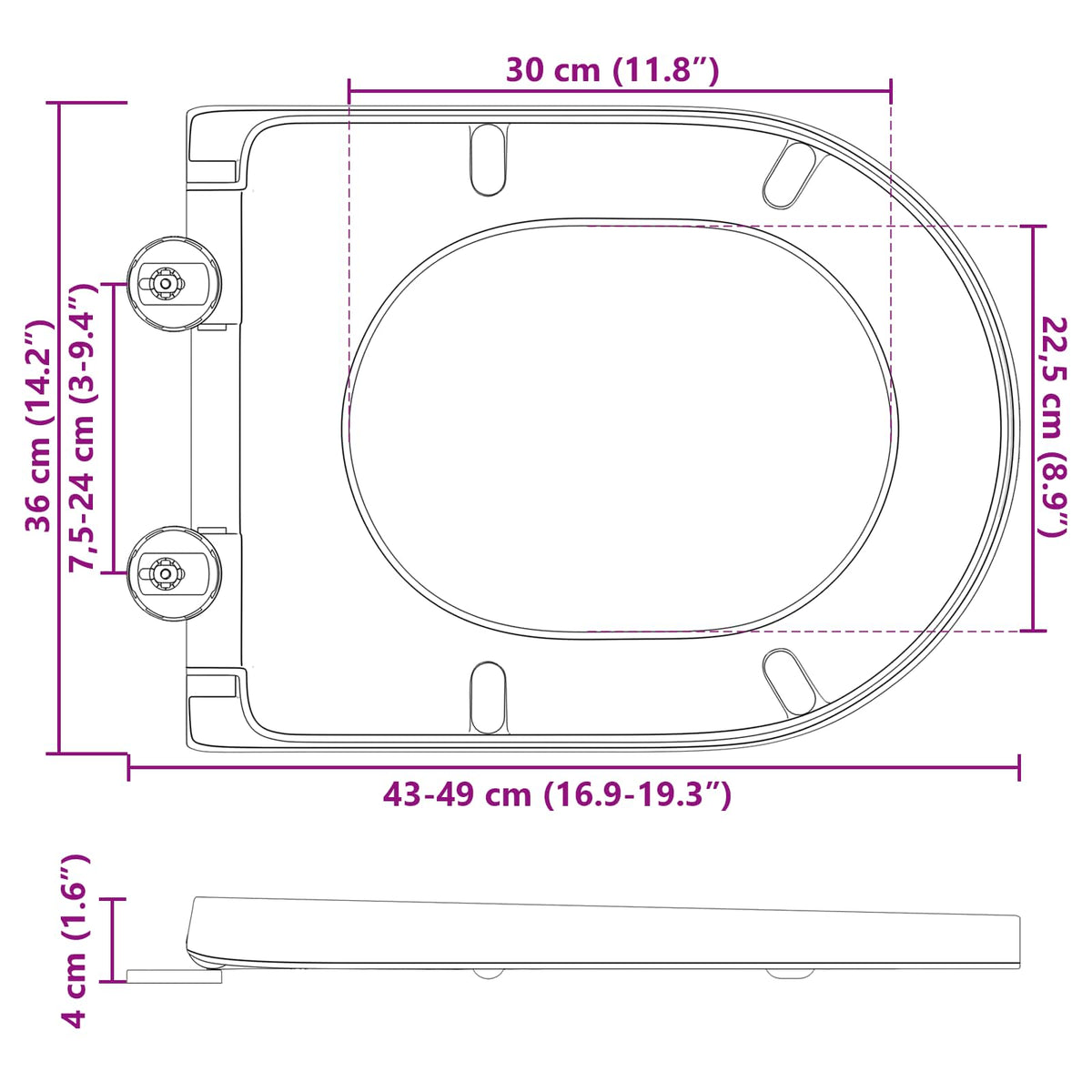 Toiletzitting 49 X 36 X 4 Cm Duroplast
