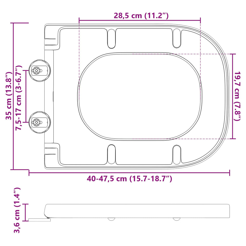 Toiletzitting 47,5 X 35 X 3,6 Cm Duroplast