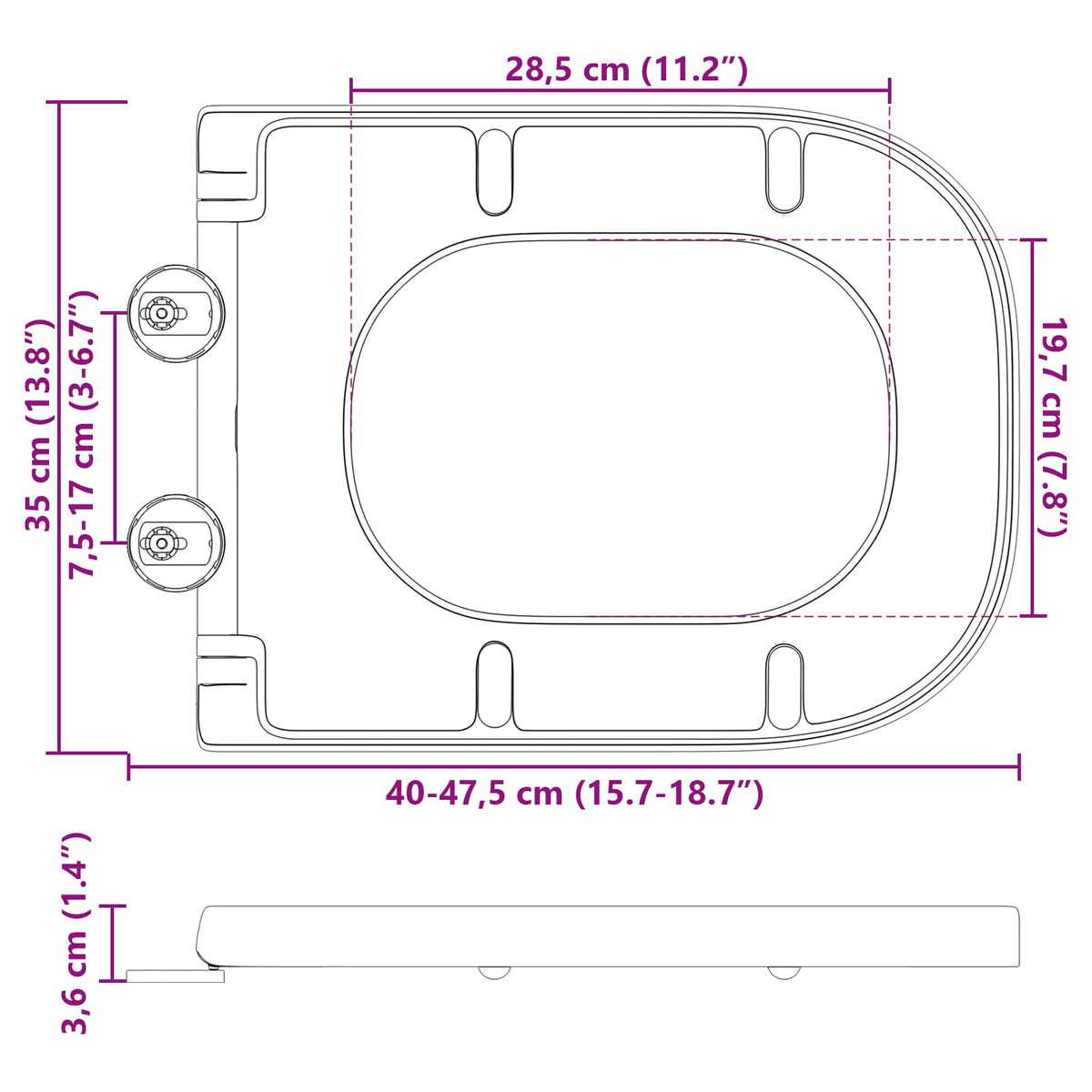Toiletzitting 47,5 X 35 X 3,6 Cm Duroplast