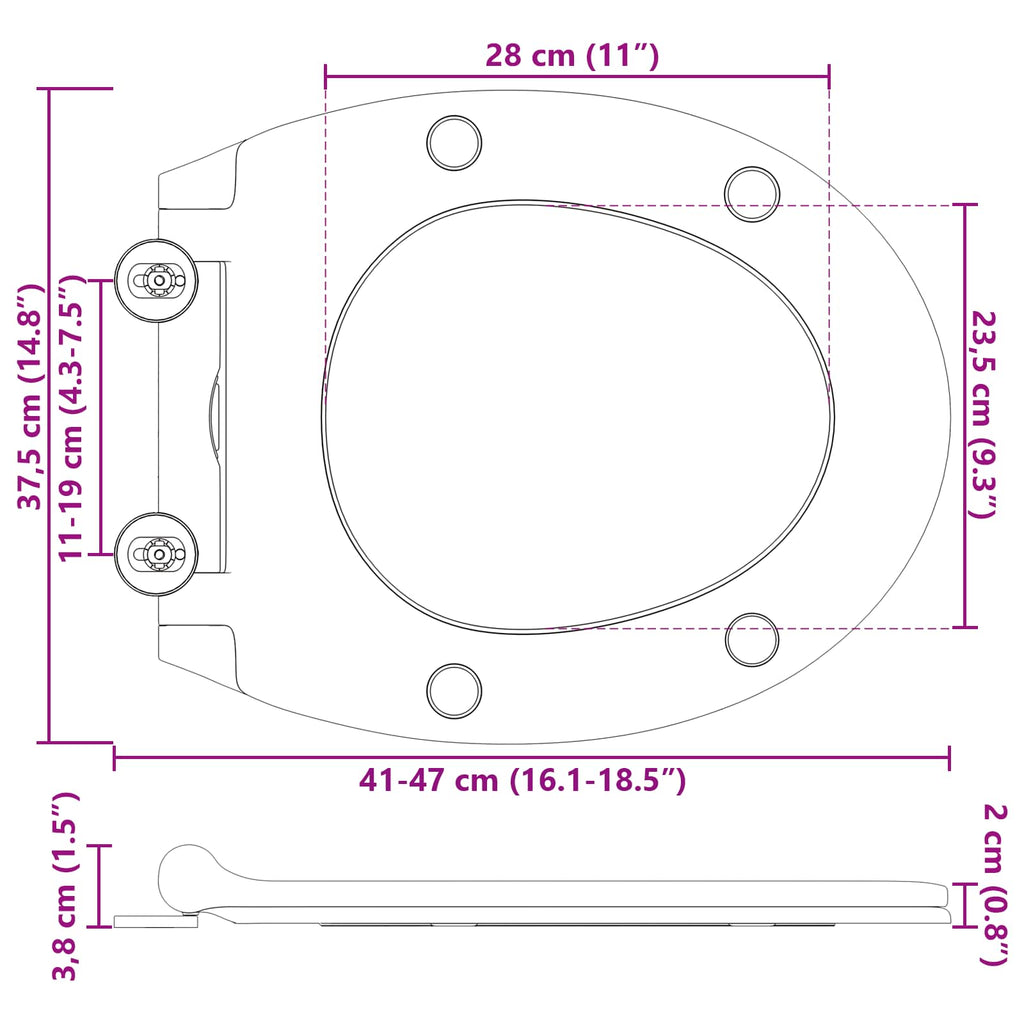 Toiletzitting 45,5 X 37,5 X 3,8 Cm Duroplast