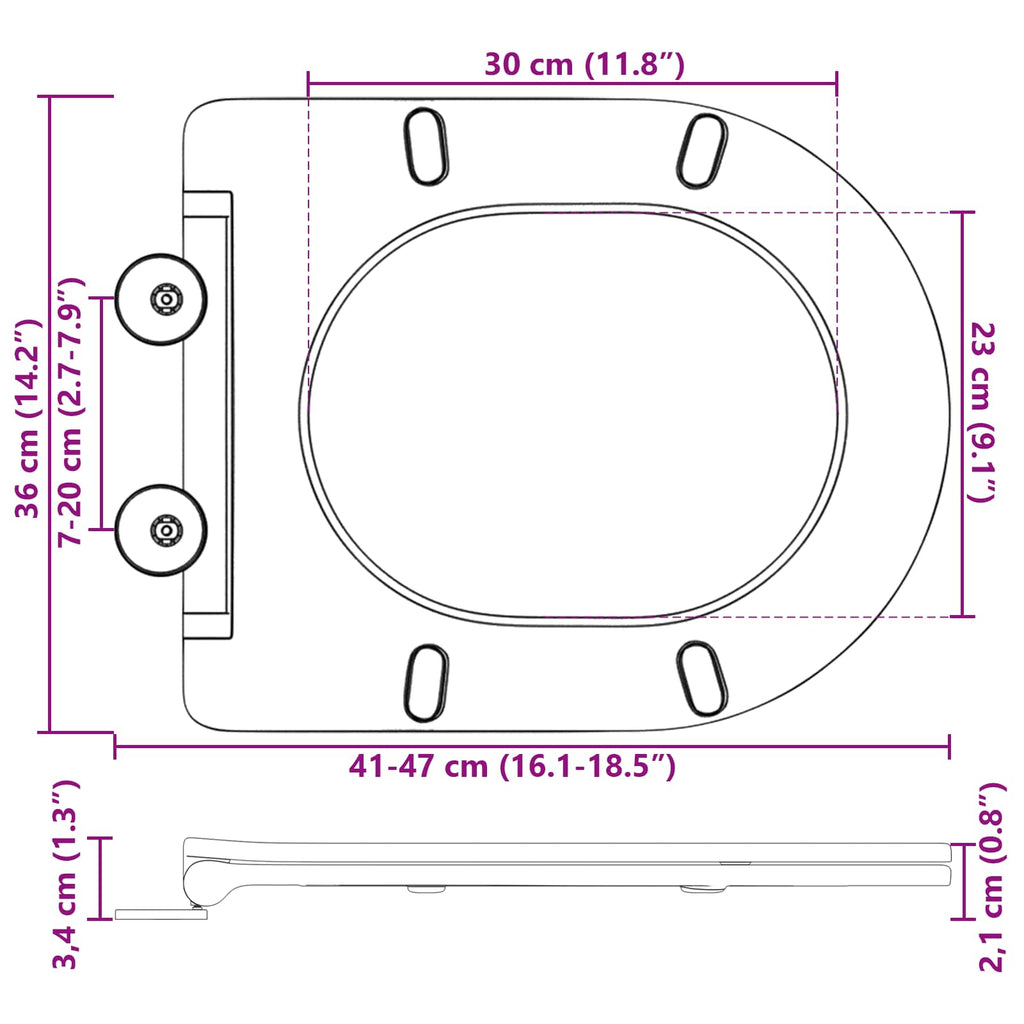 Toiletzitting 47 X 36 X 3,4 Cm Duroplast
