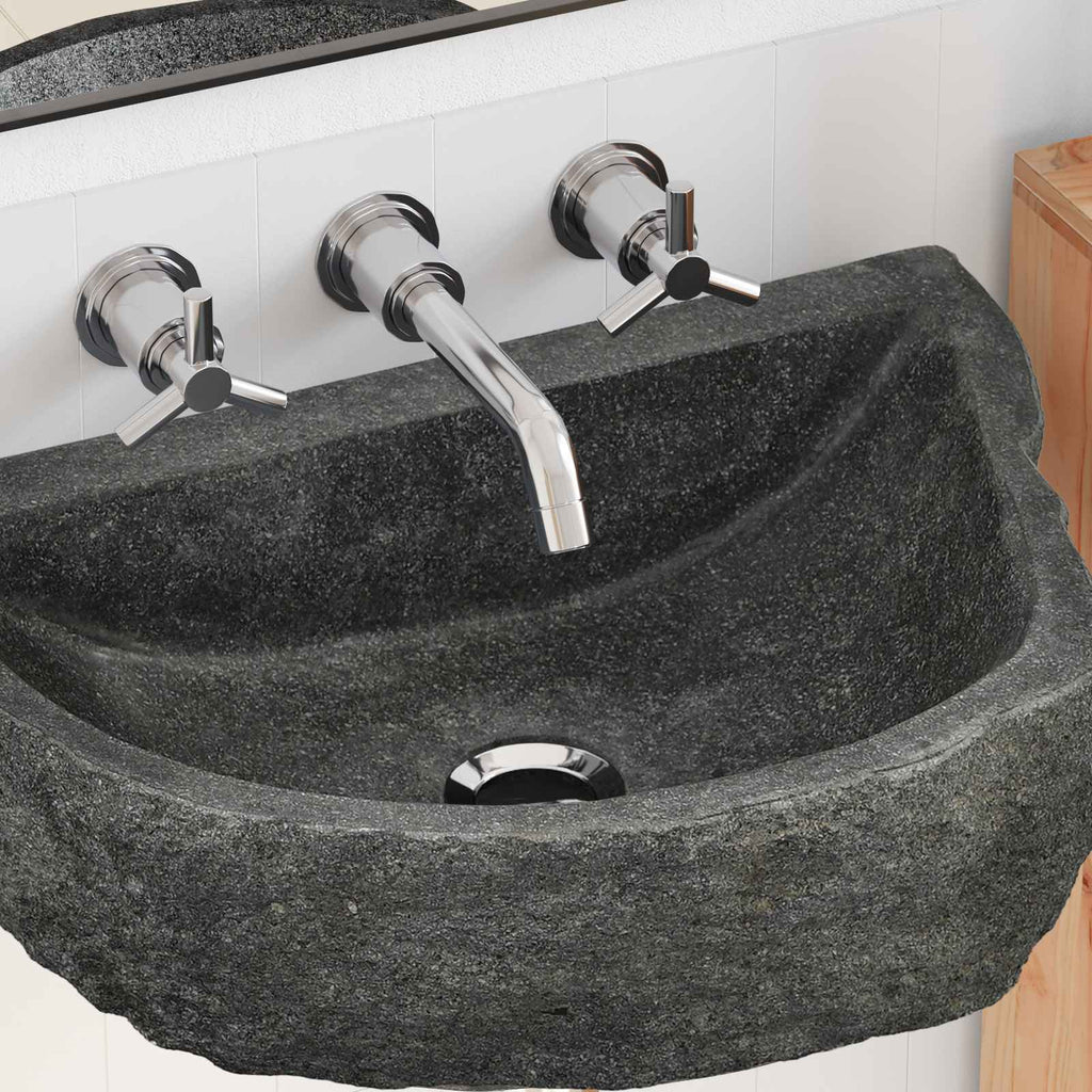 Wandbasin Onregelmatig Grijs 45 X 35 X 15 Cm Riviersteen