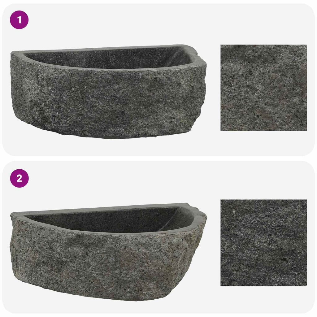 Wandbasin Onregelmatig Grijs 45 X 35 X 15 Cm Riviersteen