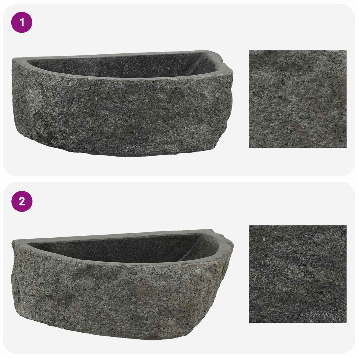 Wandbasin Onregelmatig Grijs 45 X 35 X 15 Cm Riviersteen