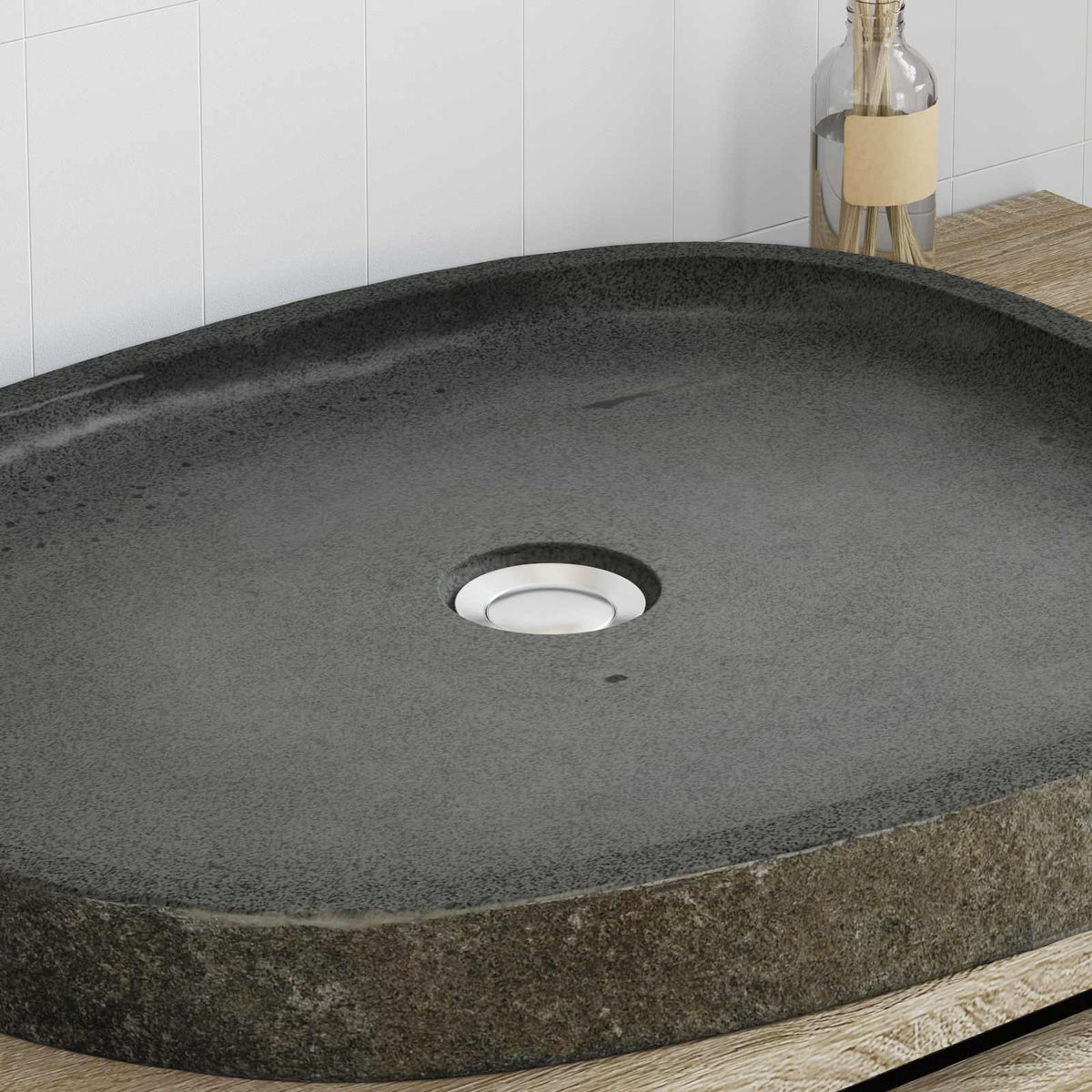 Wasbak Grijs 65 X 50 X 6 Cm Riviersteen