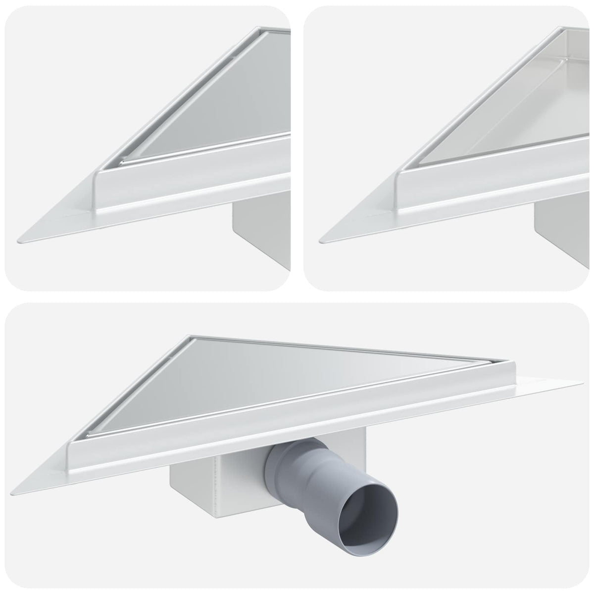 2 In 1 Driehoek Doucheafvoer Zilver 32 X 32 X 7,5 Cm