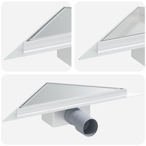 2 In 1 Driehoek Doucheafvoer Zilver 32 X 32 X 7,5 Cm