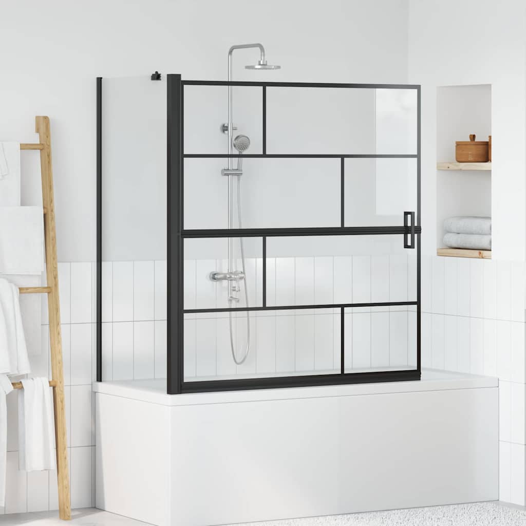Bad Douchescreen Zwart En Transparant 80 X 68 X 128 Cm
