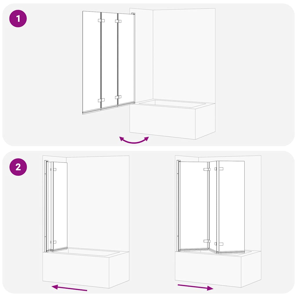 Opvouwbare Douchewand 130 X 138 Cm Esg-Glas En Aluminium