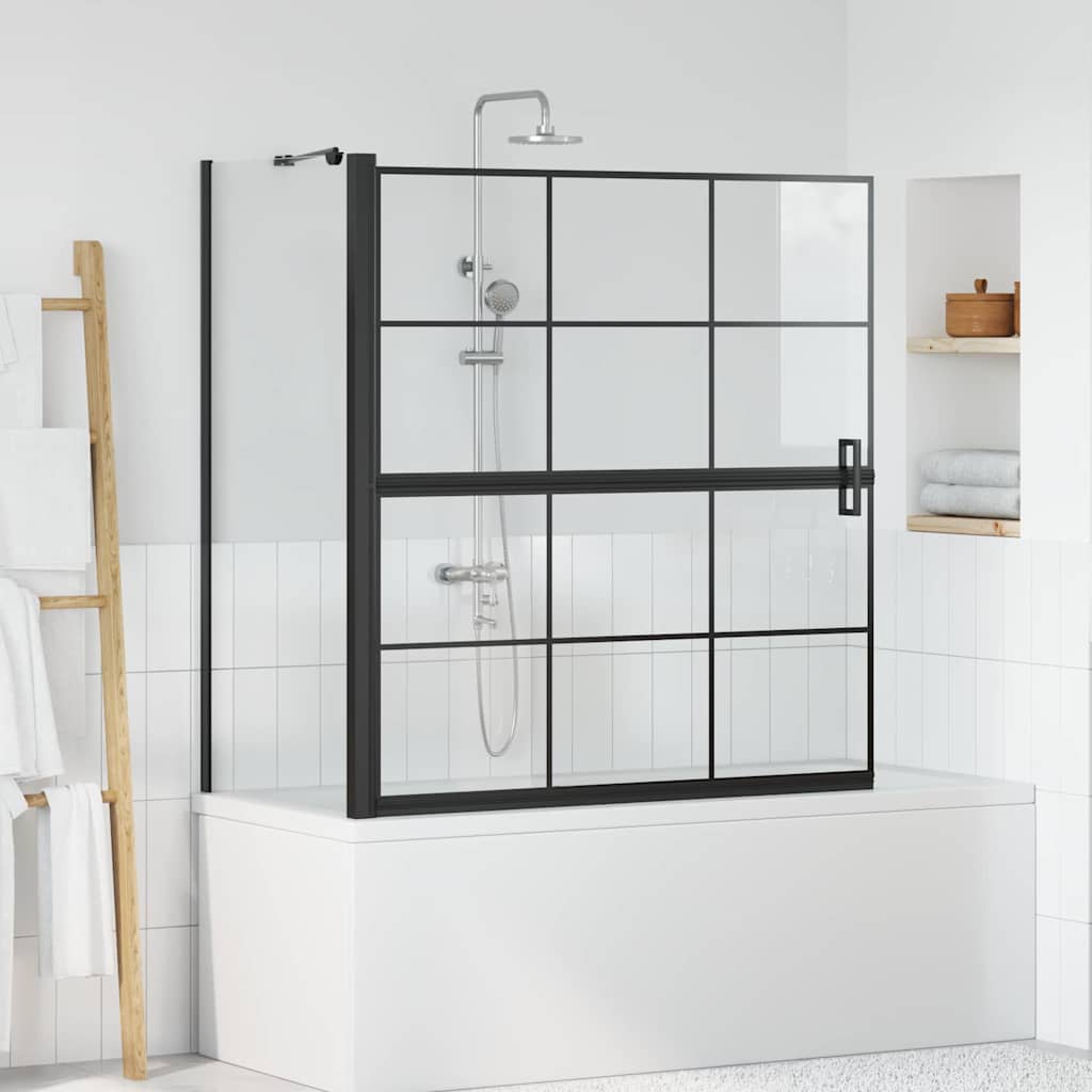 Bad Douchescreen Zwart En Transparant 80 X 68 X 128 Cm