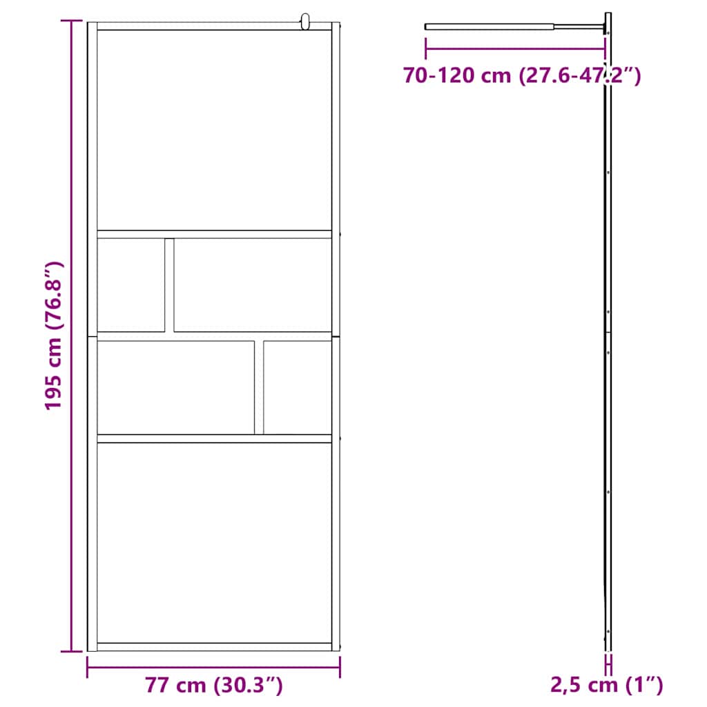 Inloop Douche Wand 80 X 195 X 0,5 Cm Glas En Aluminium