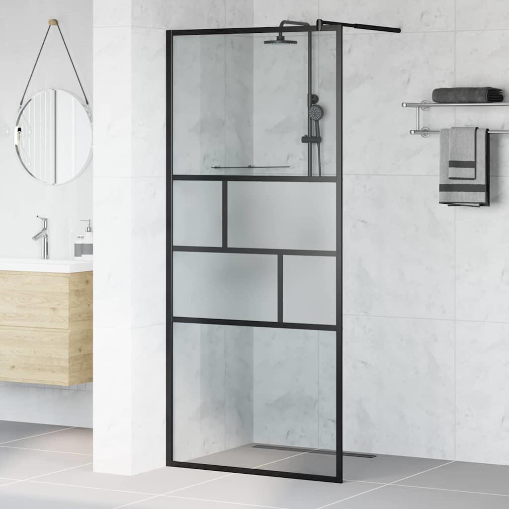 Inloop Douche Wand 90 X 195 X 0,5 Cm Glas En Aluminium