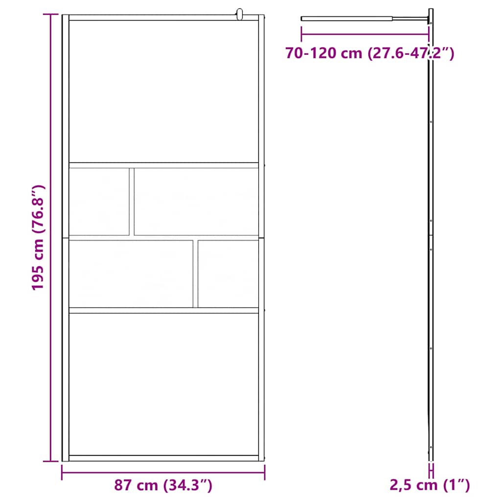 Inloop Douche Wand 90 X 195 X 0,5 Cm Glas En Aluminium