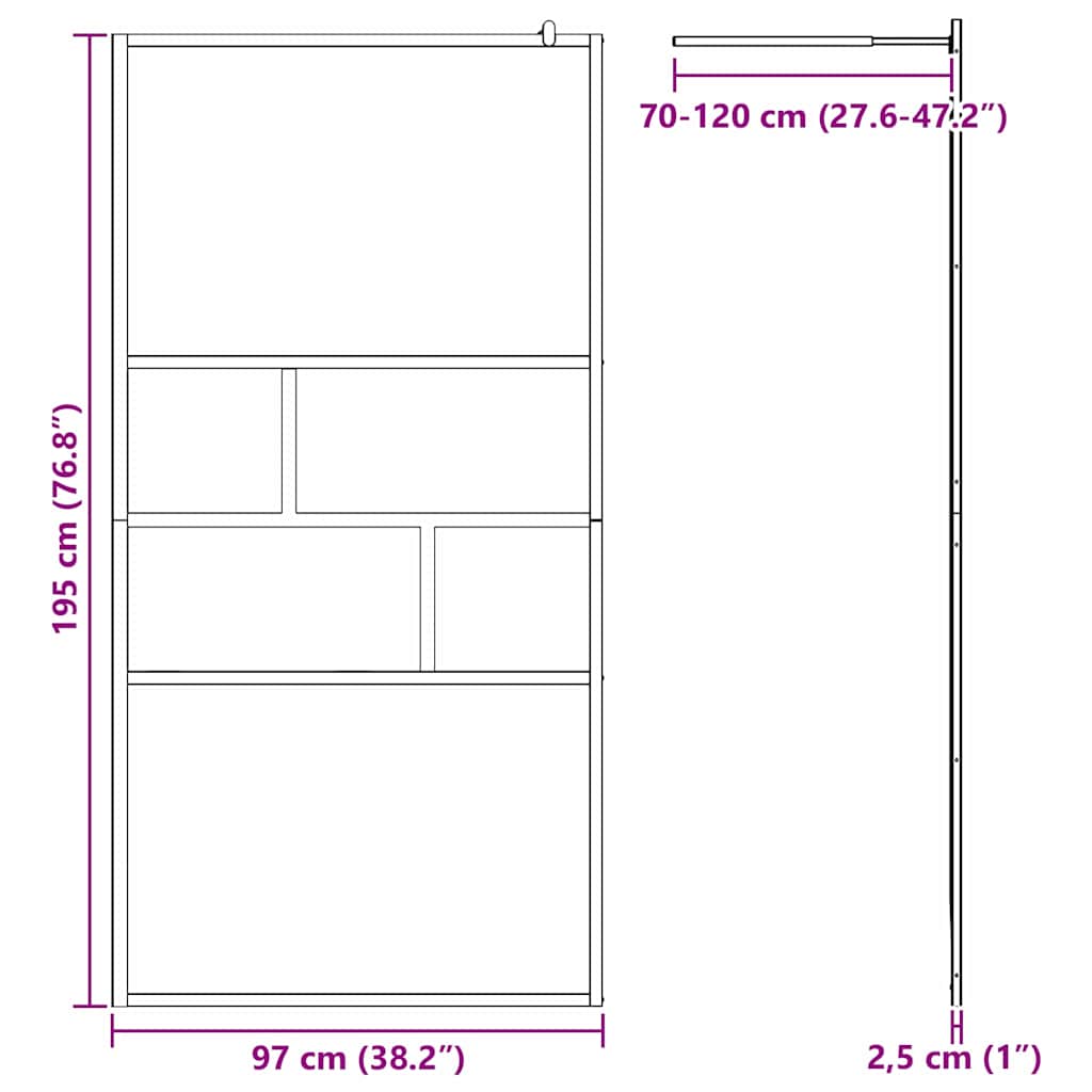 Inloop Douche Wand 100 X 195 X 0,5 Cm Glas En Aluminium