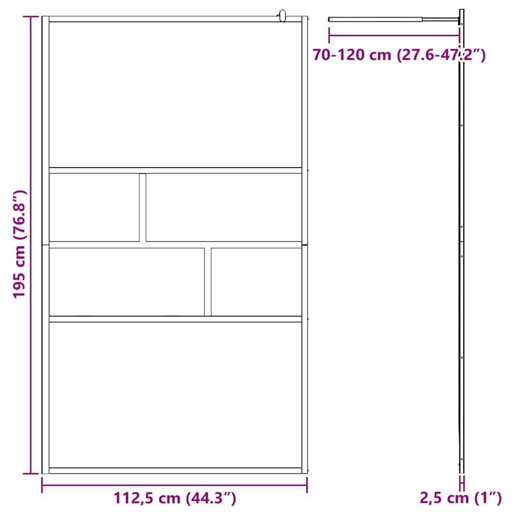 Inloop Douche Wand 115 X 195 X 0,5 Cm Glas En Aluminium