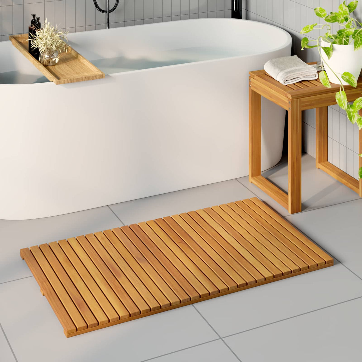 Badmat 2 St Naturel Massief Acaciahout