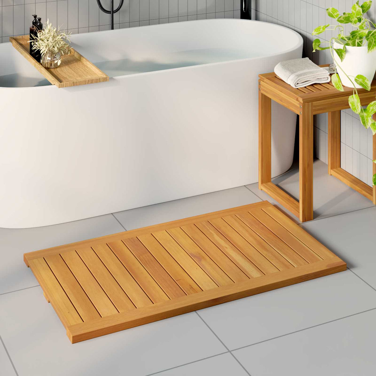 Badmat 2 St Naturel Massief Acaciahout