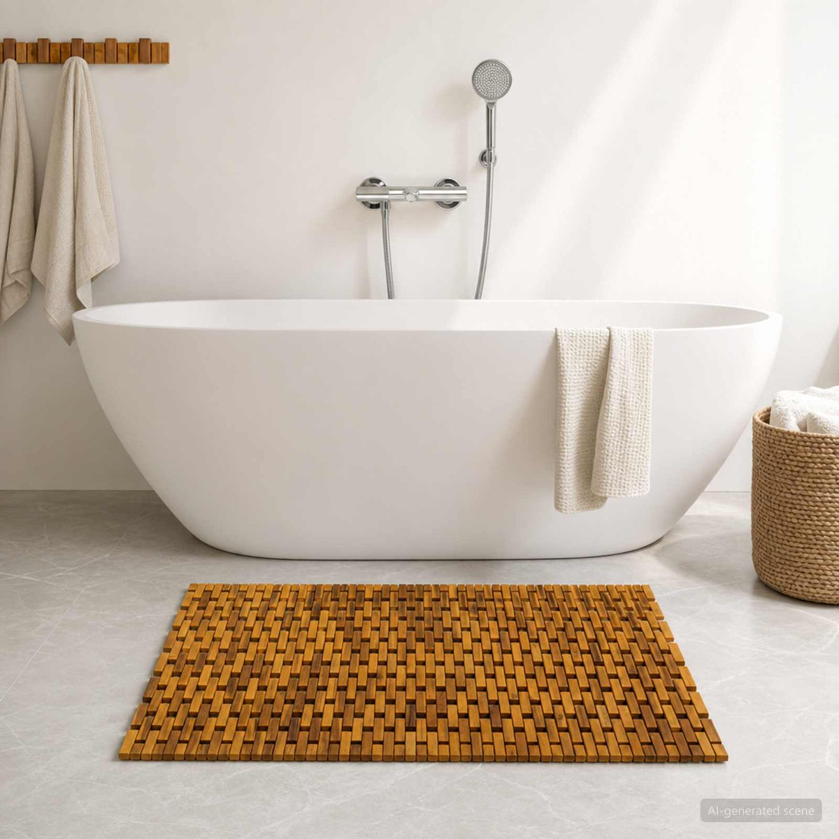 Badmatten Naturel 65 X 100 Cm Massief Acaciahout