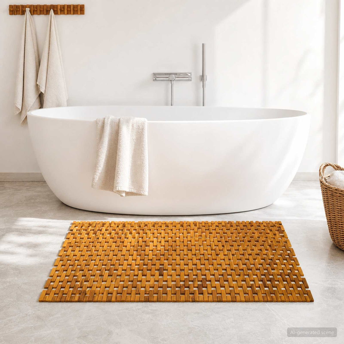 Badmatten Naturel 65 X 100 Cm Massief Acaciahout