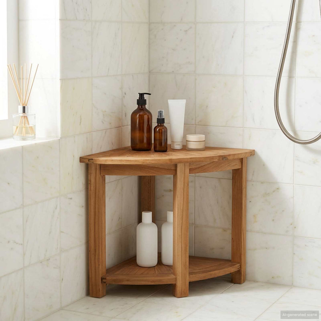 Badkamer Bijzettafel Naturel 45 X 45 X 46 Cm Massief Teakhout