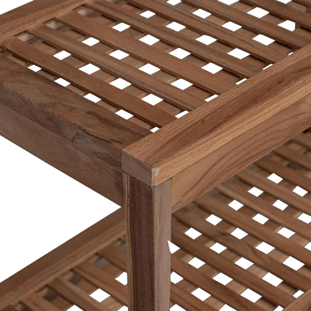 Badkamer Bijzettafel Naturel 60 X 30 X 45 Cm Massief Teakhout
