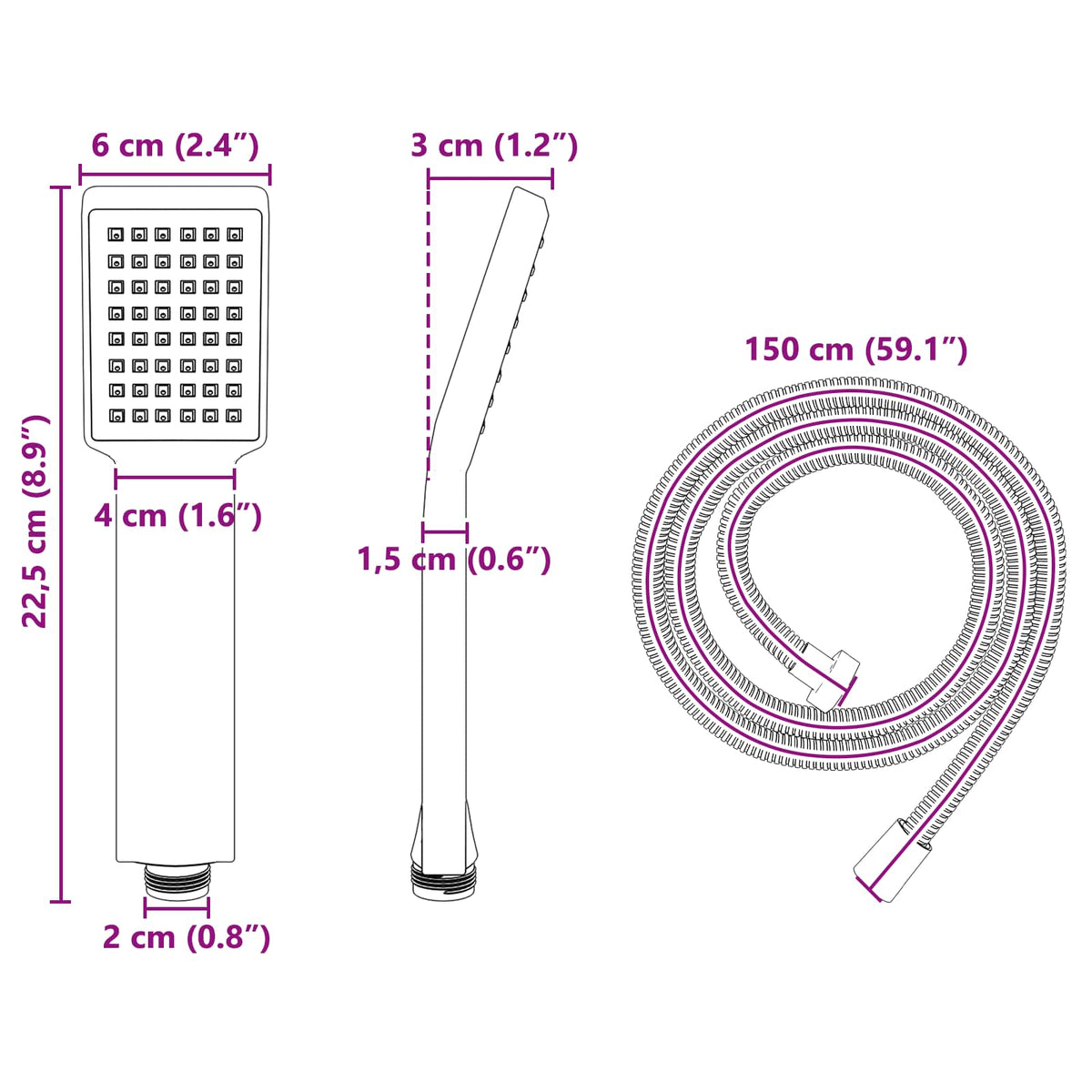 Doucheset 150 Cm Roestvrij Staal