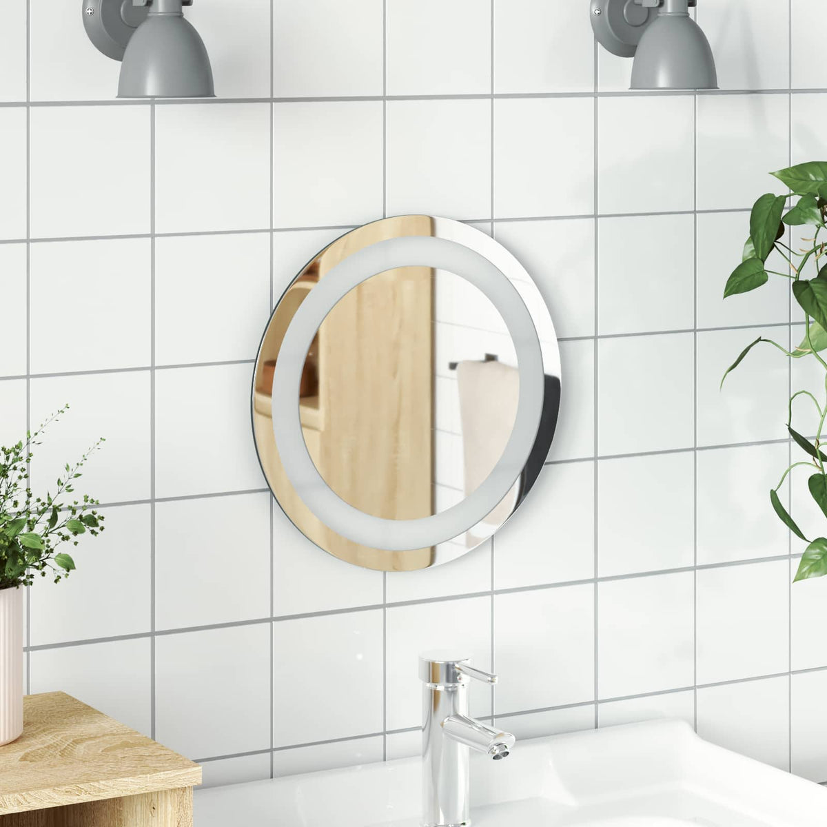 Led Badkamer Spiegel Transparant Ø 40 Cm Gehard Glas