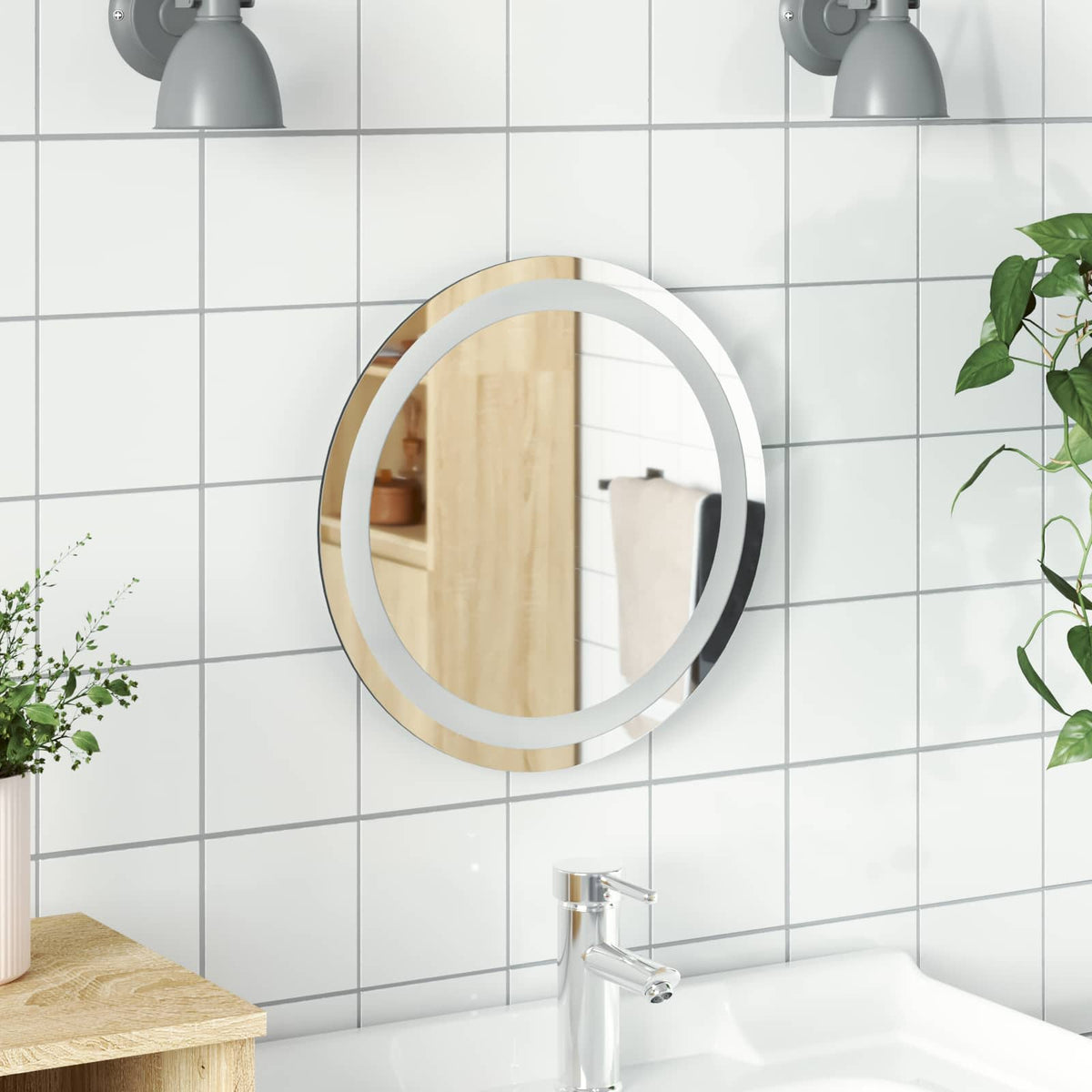 Led Badkamer Spiegel Transparant Ø 40 Cm Gehard Glas