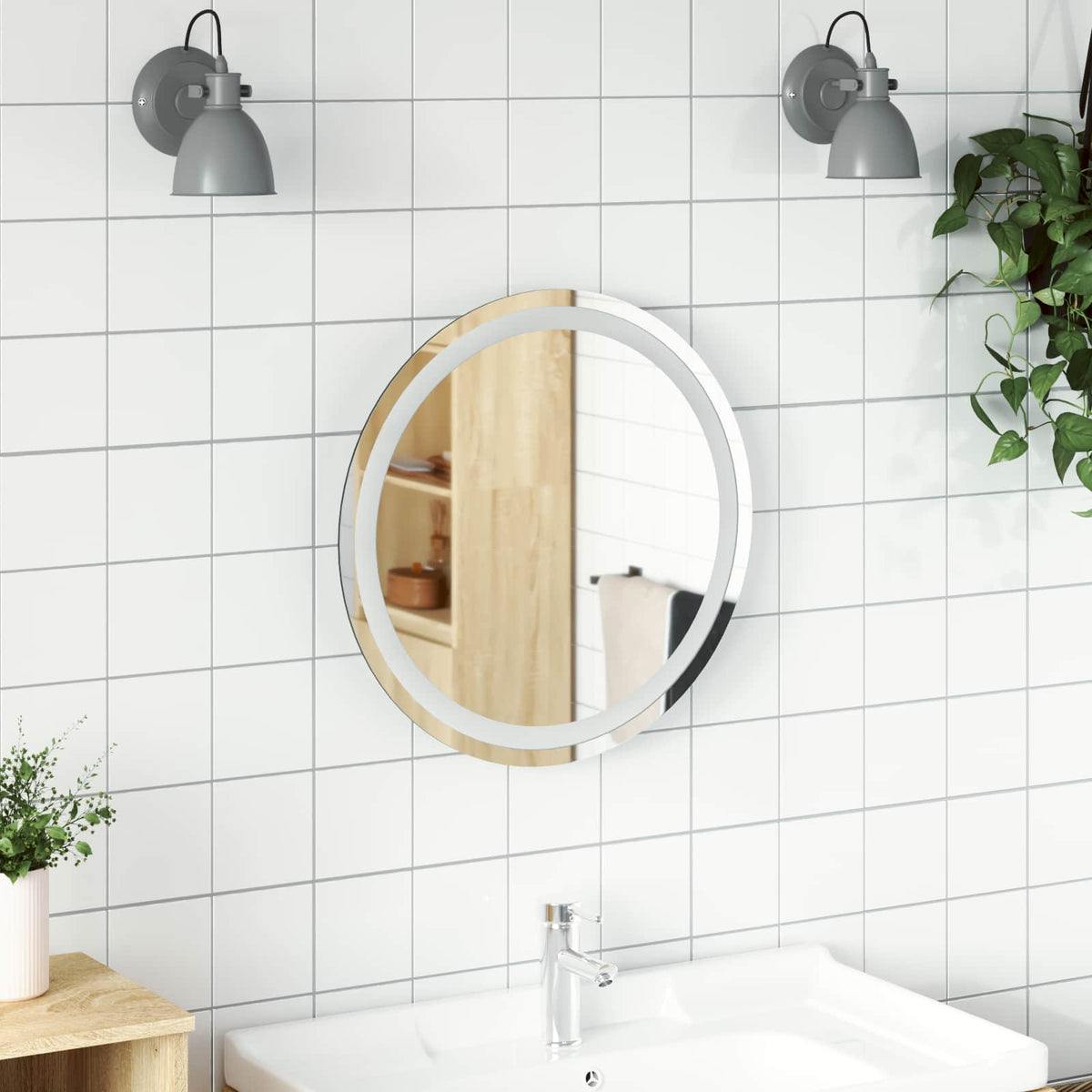 Led Badkamer Spiegel Transparant Ø 40 Cm Gehard Glas