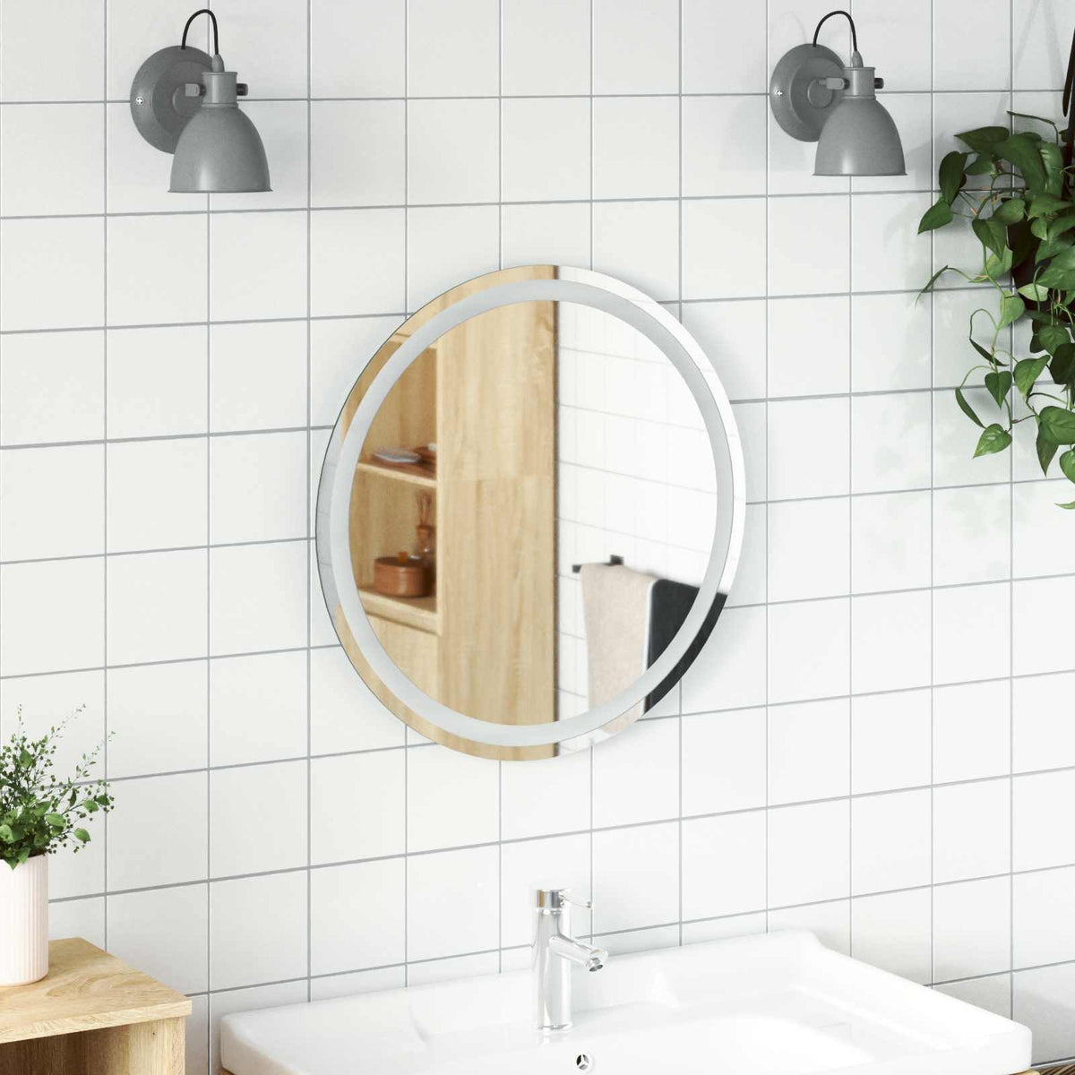 Led Badkamer Spiegel Transparant Ø 40 Cm Gehard Glas