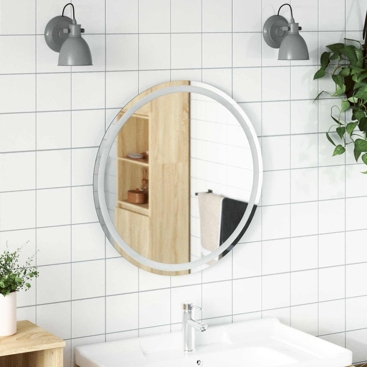 Led Badkamer Spiegel Transparant Ø 40 Cm Gehard Glas