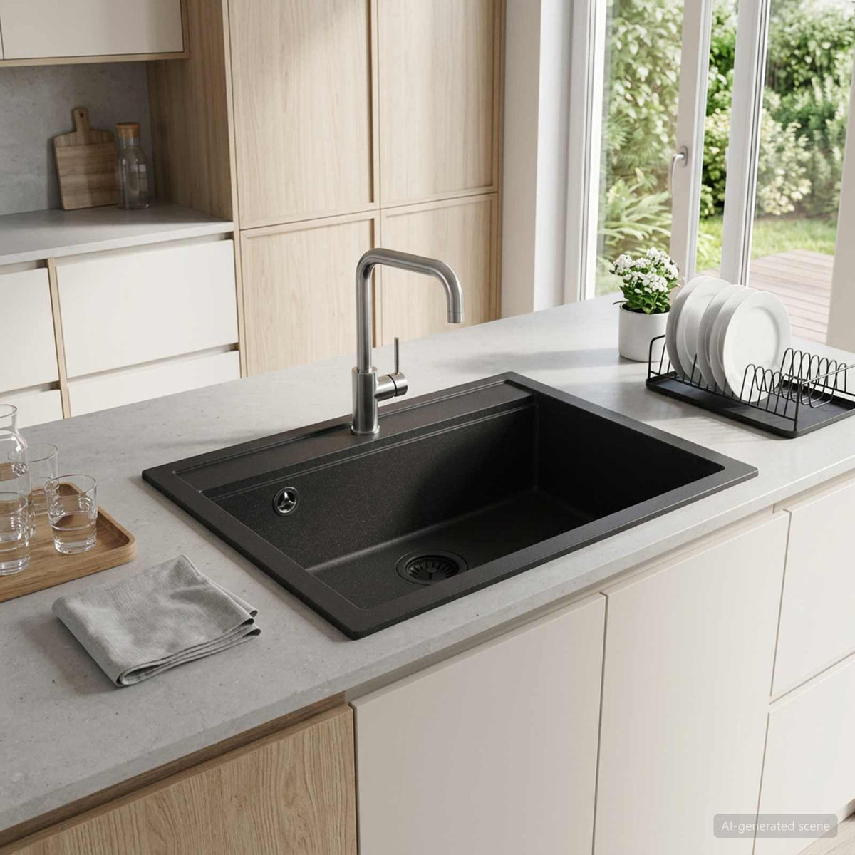 Enkele Spoelbak Graniet 60 X 51 X 30.5 Cm